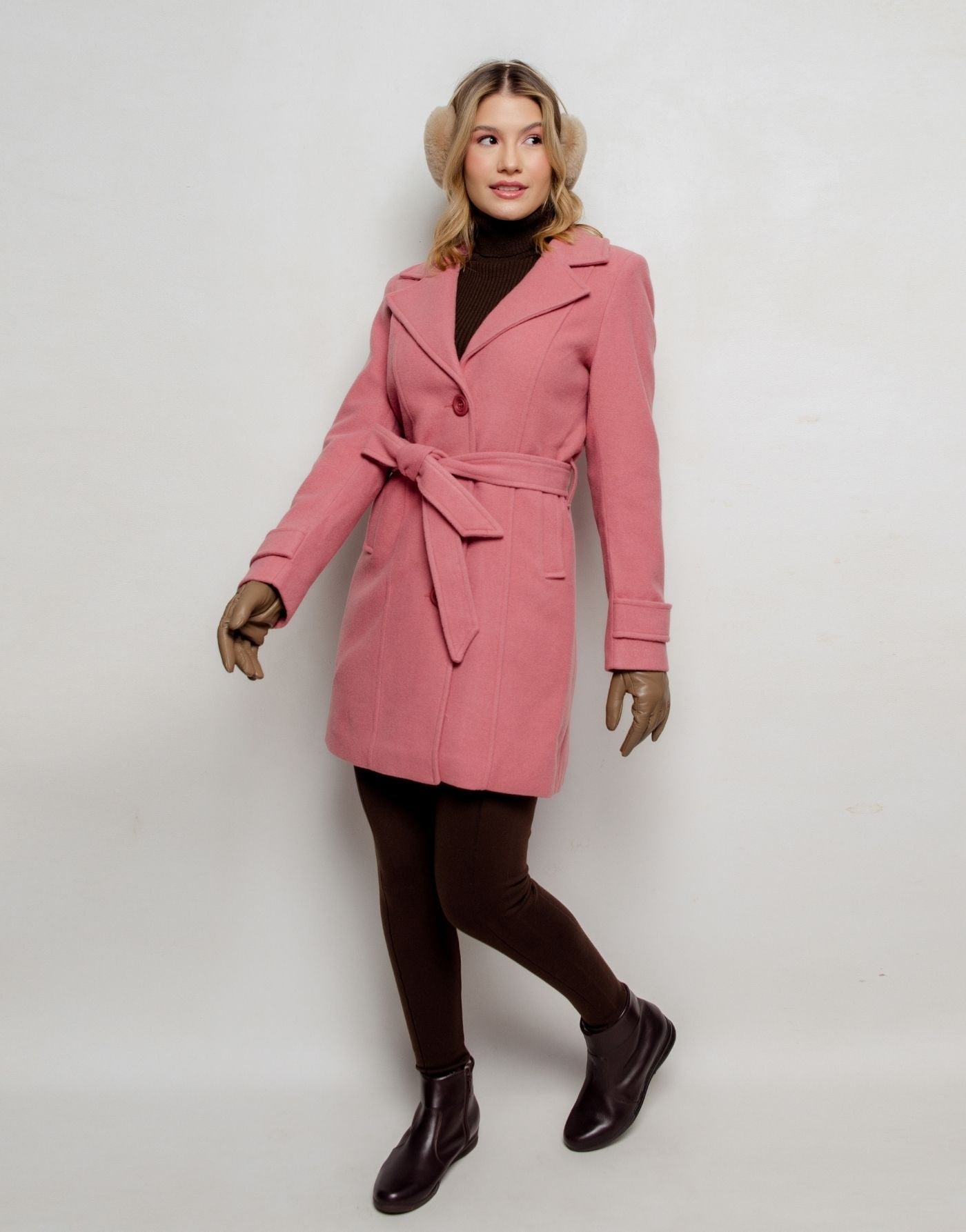 Casaco de Lã Natural Trench Mayfair Rosa Seco
