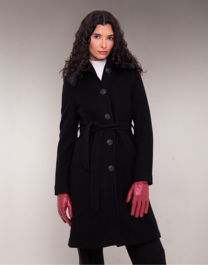 Casaco Lã Natural Varese Pelo com forro de fleece Preto