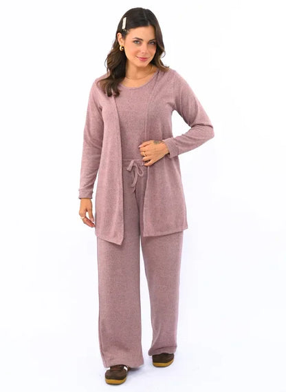 Kit 3 Peças Lanzinha • Pantalona + Blusa + Quimono