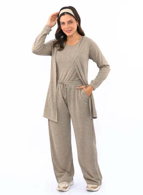 Kit 3 Peças Lanzinha • Pantalona + Blusa + Quimono